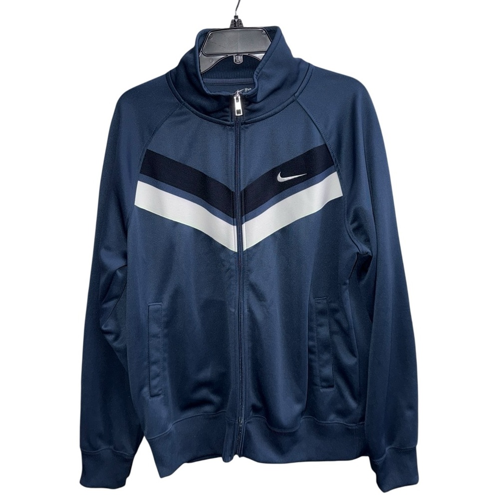 Nike The Athletic Dept. Men's Blue & White Full Zip Track Jacket Size Large